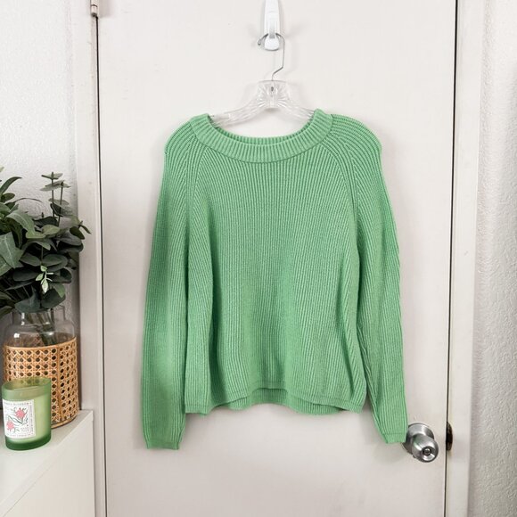 TAHARI Kelly Green Mint Knit Sweater Pullover Long Sleeve Winter Fall Soft - Picture 1 of 9